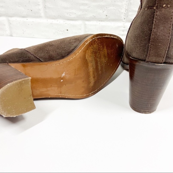 LATIGO Brown Suede Block Heel Pull On Bootie - Picture 5 of 8
